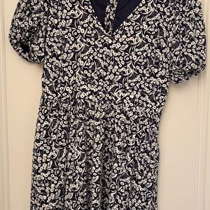 Boden Navy and White Floral Midi Dress